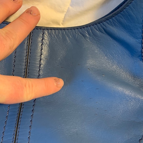 Cole Haan denim Blue leather Women's Shoulder Bag guc - Picture 4 of 10